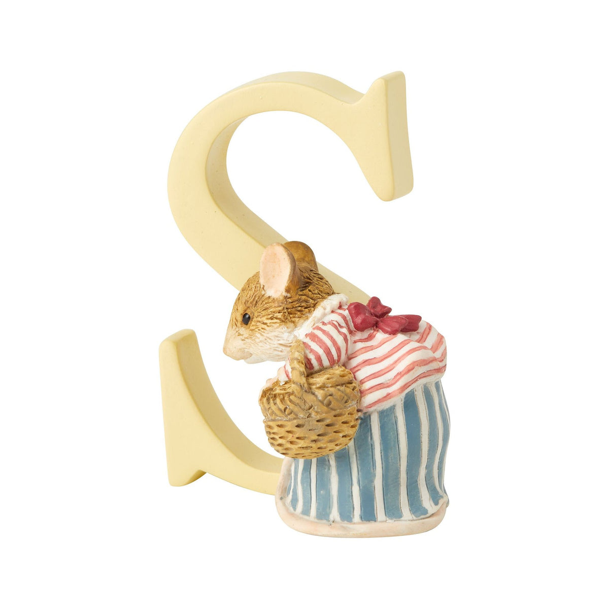 Letter Ornament: Handpainted Cast Stone  S   MRS TITTLEMOUSE - Peter Rabbit