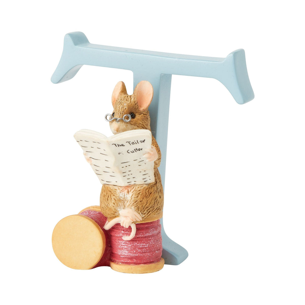 Letter Ornament: Handpainted Cast Stone  T   TAILOR OF GLOUCESTER - Peter Rabbit
