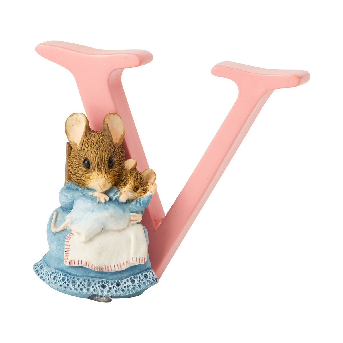 Letter Ornament: Handpainted Cast Stone  V   HUNCA MUNCA   BABY - Peter Rabbit