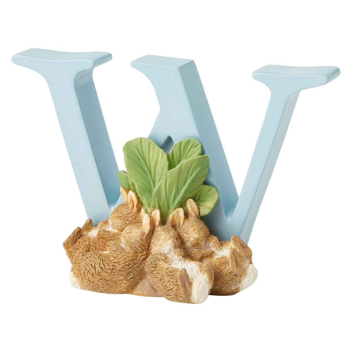 Letter Ornament: Handpainted Cast Stone  W   FLOPSY BUNNIES - Peter Rabbit