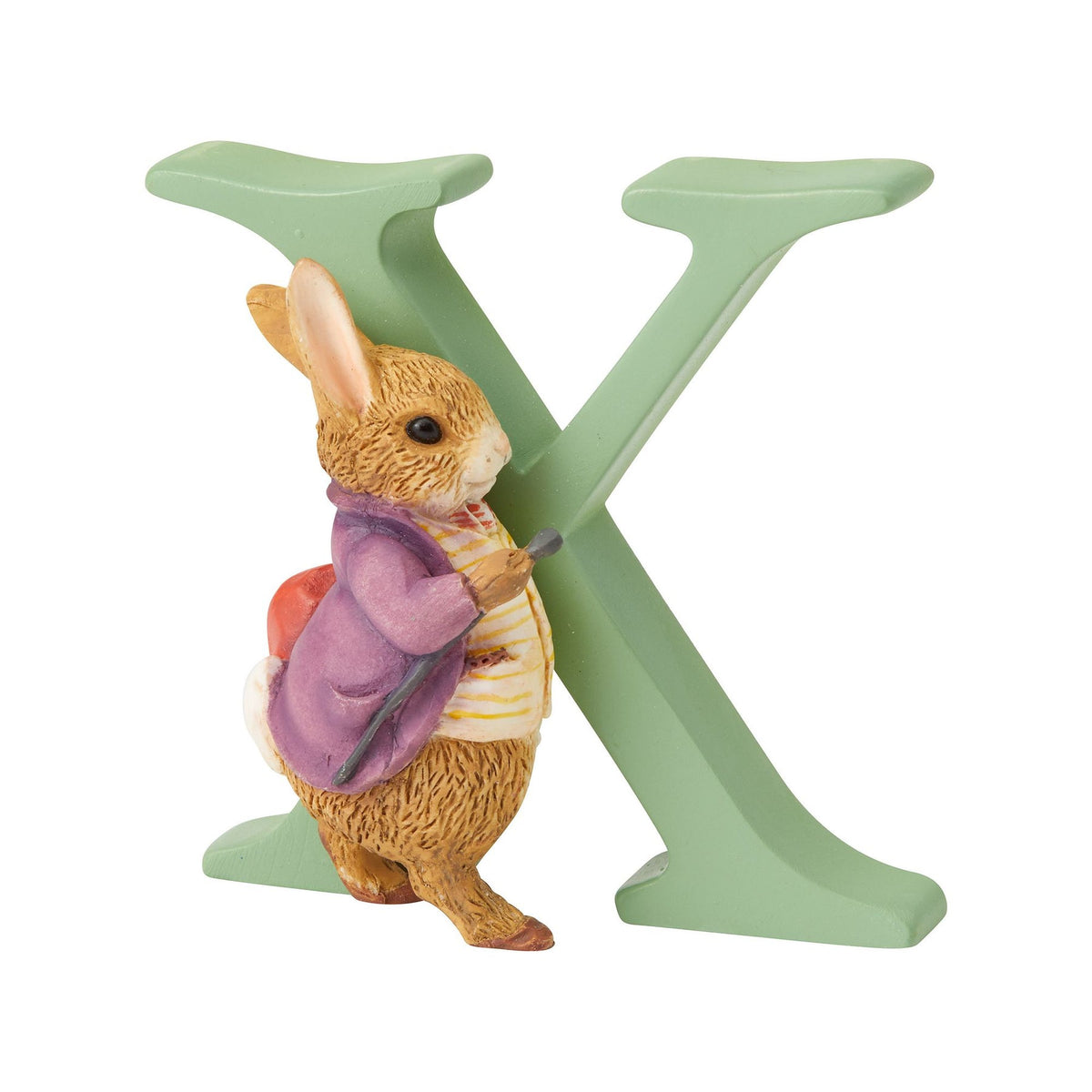 Letter Ornament: Handpainted Cast Stone  X   OLD MR BENJAMIN BUNNY - Peter Rabbit