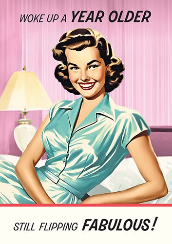 Birthday Card: Flipping Fabulous Retro Town - Pigment
