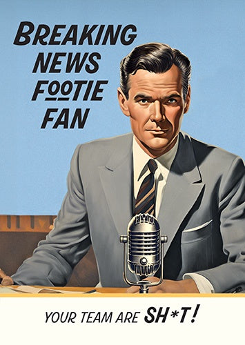 Birthday Card: Breaking News Footie Fan Retro Town - Pigment