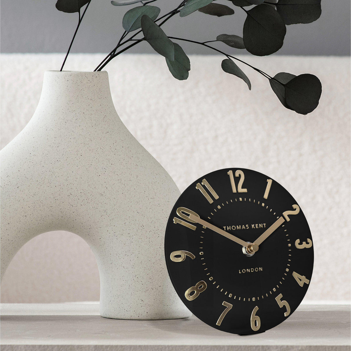 Clock: Mantel Resin  Mulberry 6inch - Black Noir & Gold - Thomas Kent