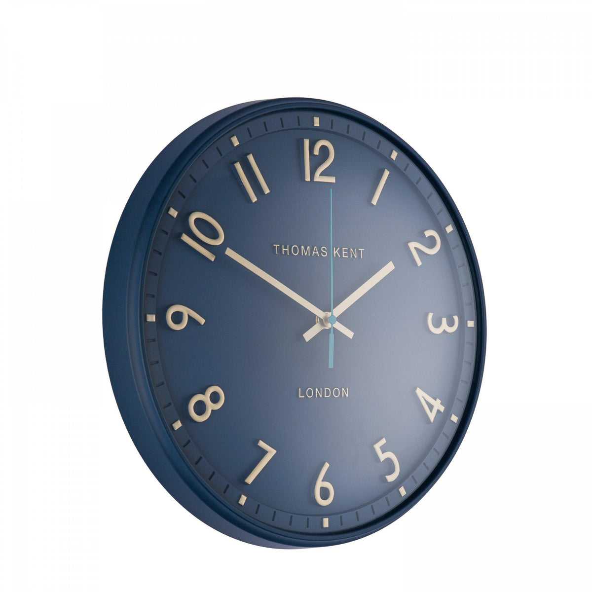 Clock: Wall Painted 14inch Tresco - Marine Blue & Gold - Thomas Kent