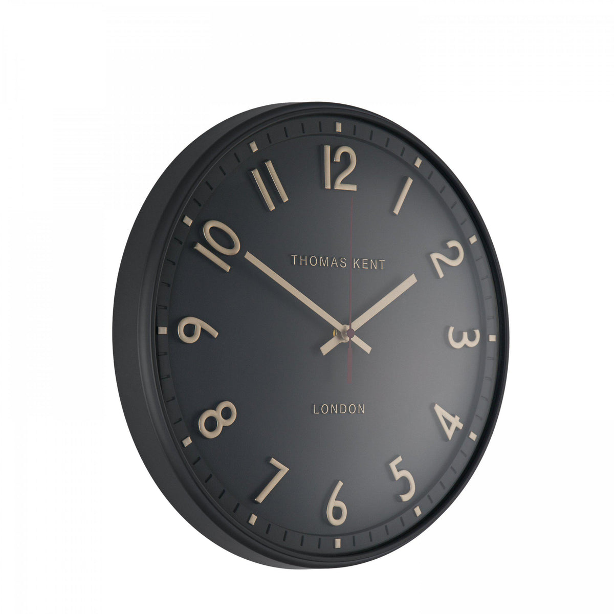 Clock: Wall Painted 14inch Tresco - Charcoal Black & Gold - Thomas Kent