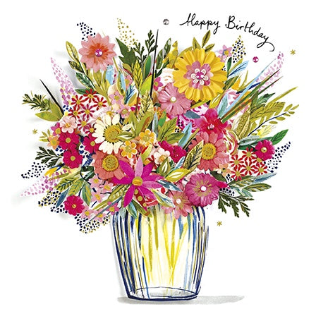 Birthday Card: Vase - Paper Rose