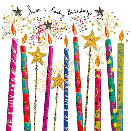 Birthday Card: Sparkly Candles - Paper Rose