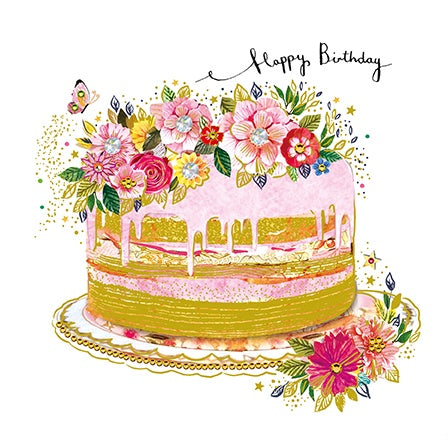 Birthday Card: Pretty Sponge Cake - Paper Rose