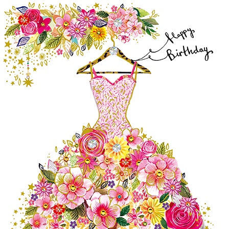 Birthday Card: Party Dress - Paper Rose