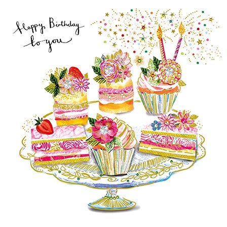 Birthday Card: Small Celebration Cakes - Paper Rose