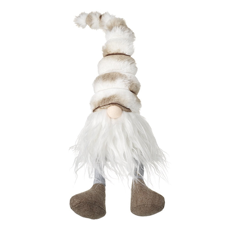 Christmas Character: Fabric Gonk Medium Stripy Hat Dangly Legs - Brown - Heaven Sends