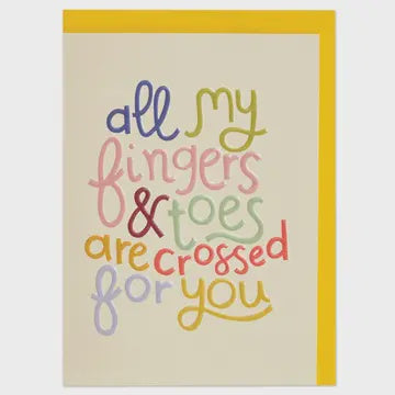 Good Luck Card: All my fingers and toes are crossed for you Bright - Multicolour - Raspberry Blossom