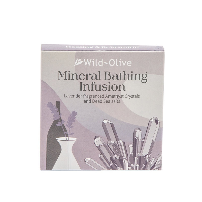 Mineral Bath Infusion: Amethyst Crystal Infusion Handmade Natural Ingredients Essentail Oils - Wild Olive