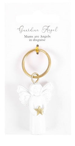 Keyring: Guardian Angel  Mums are angels in disguise - White & Gold - Something Different
