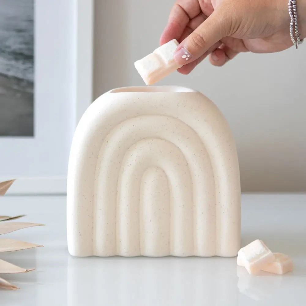 Oil Burner Wax Melter: Dolomite Speckle Rainbow Arch - Cream - Something Different