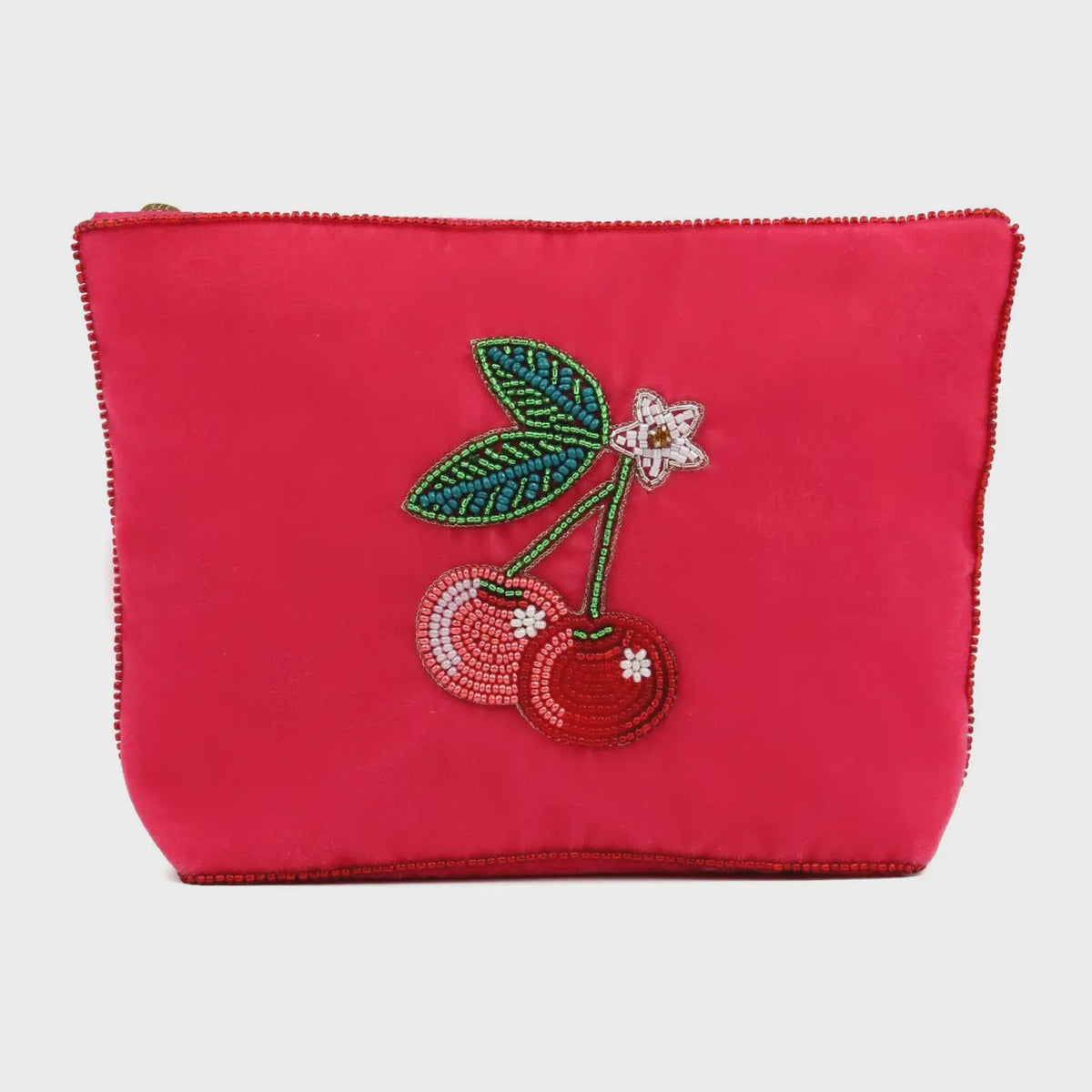 Pouch: Velvet Handcrafted Small Cherries  - Red - My Doris