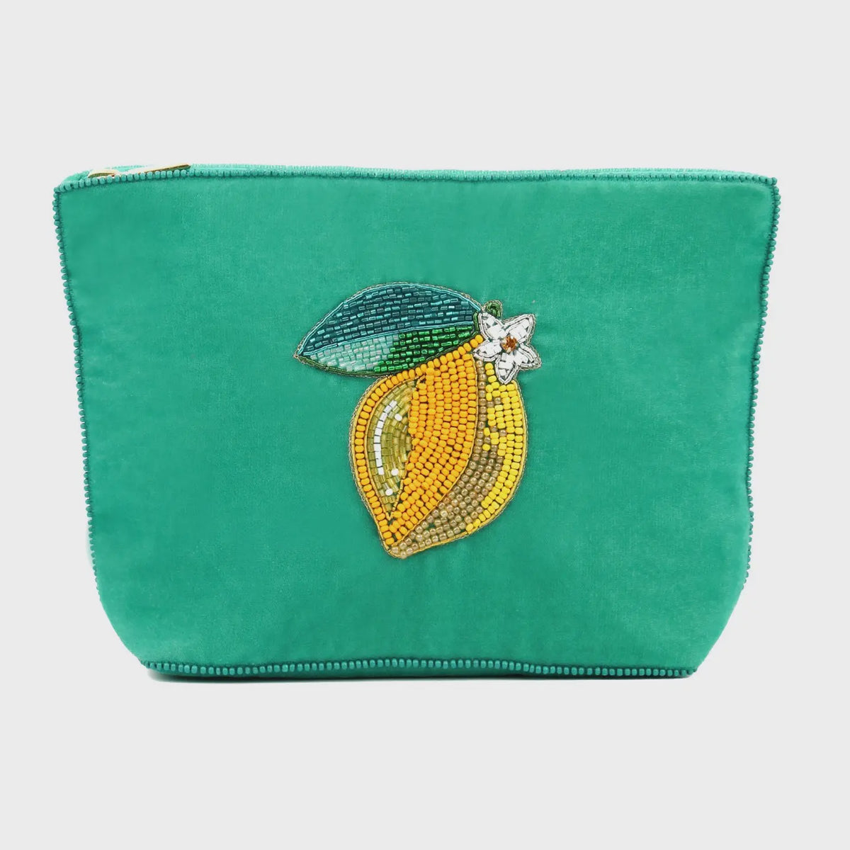 Pouch: Velvet  Handcrafted Medium Lemon - Green - My Doris