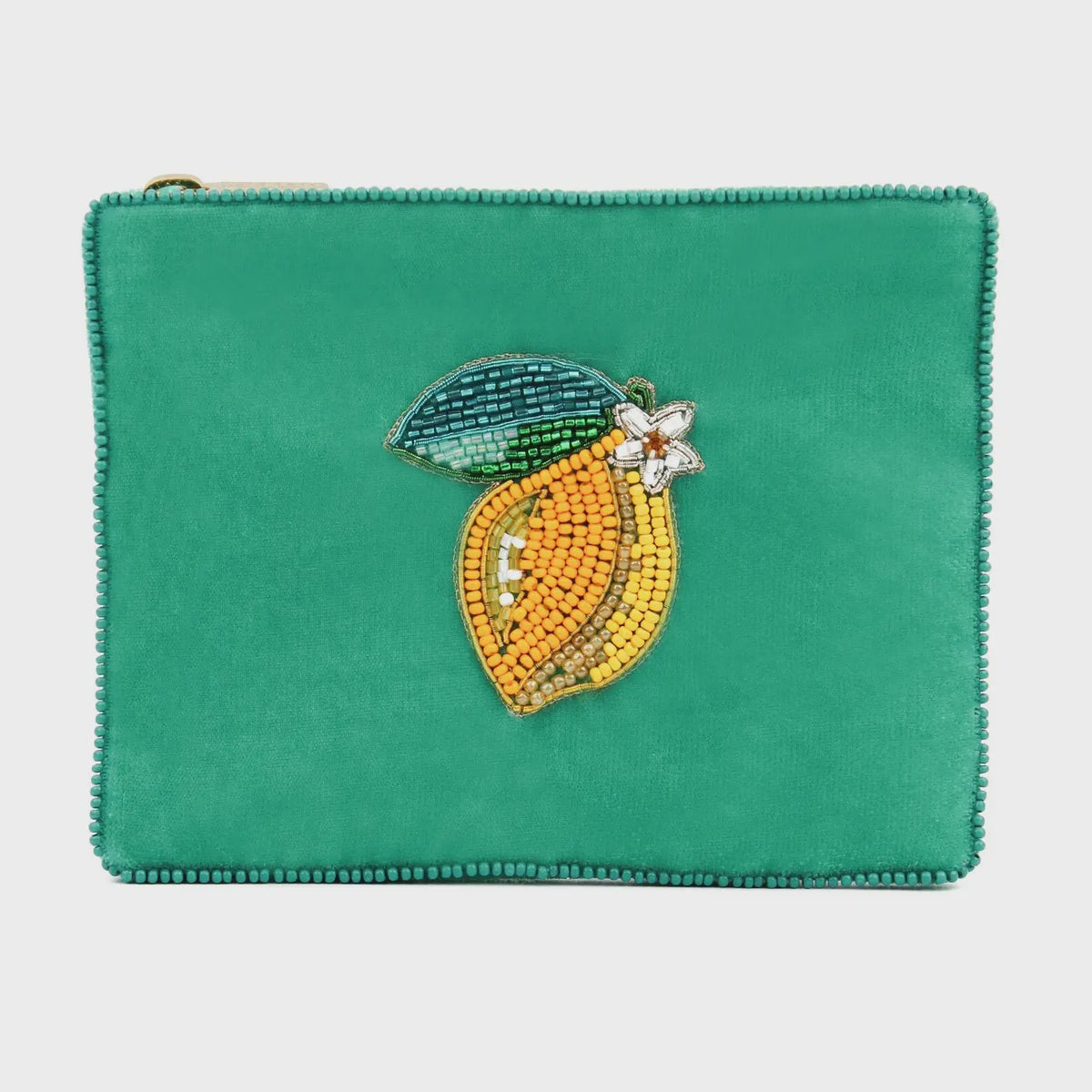 Pouch: Velvet Handcrafted Small Lemon - Green - My Doris