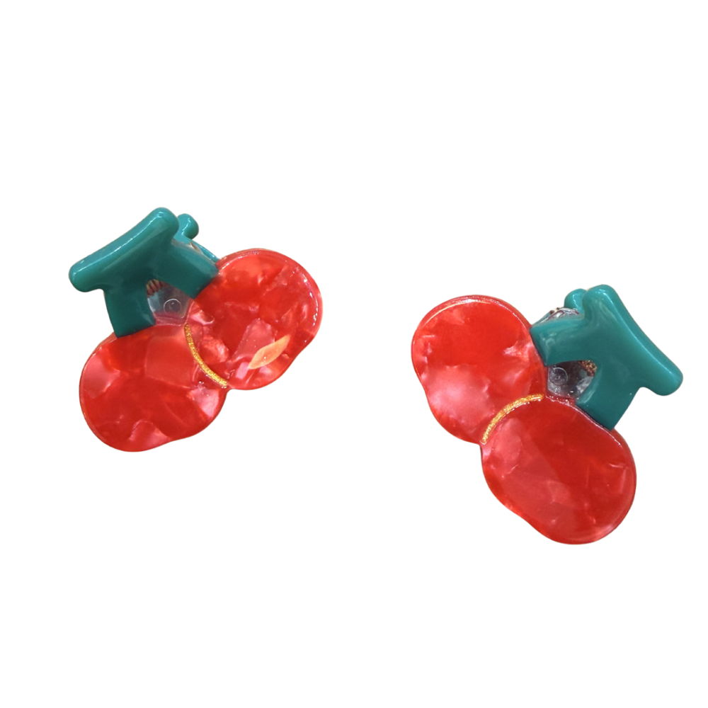 Hair Claw: Pack 2 Mini Cherries Shaped  - Red - Red Cuckoo