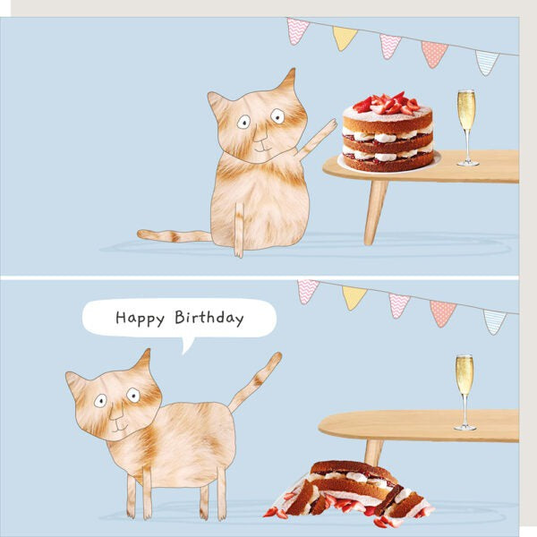 Birthday Card: Cat Cake Funny - Rosie Made A Thing