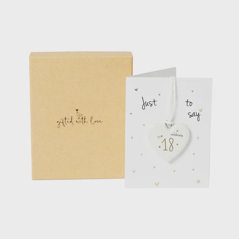 Token: Ceramic Mini Heart On Card & Boxed Celebrate 18 - Belly Button