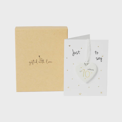 Token: Ceramic Mini Heart On Card & Boxed Celebrate 70 - Belly Button