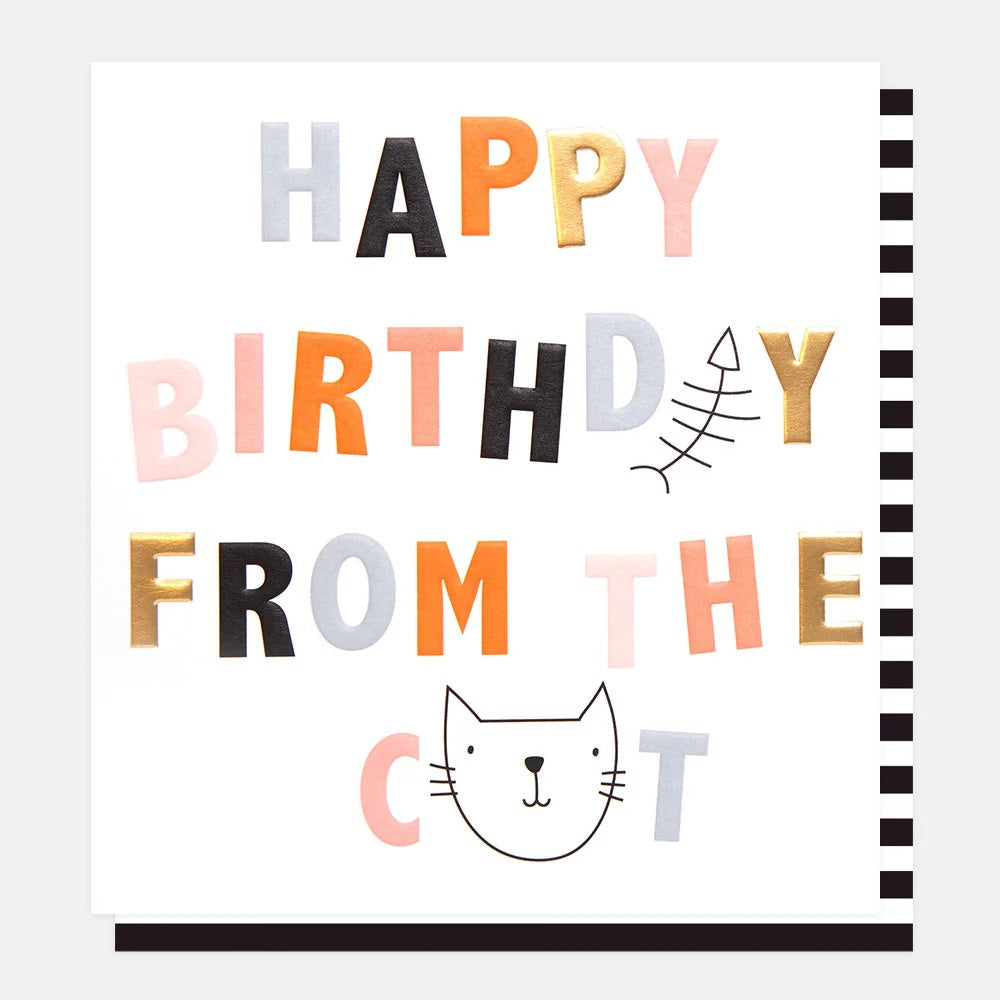 Birthday Card: From The Cat Gold Foil - Colourful - Caroline Gardner