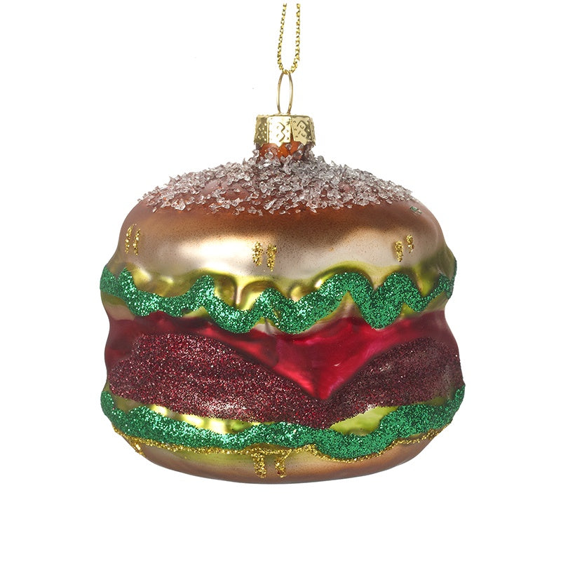 Christmas Tree Decoration: Glass Burger Large  - Multicolour - Heaven Sends