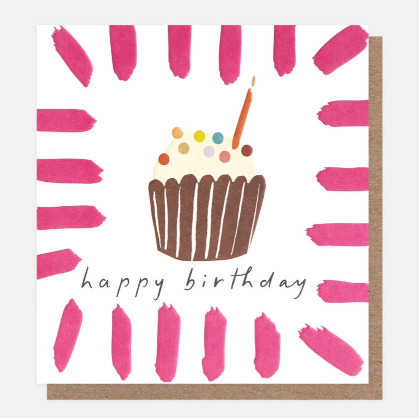 Birthday Card: Cupcake & Brushstrokes - Caroline Gardner
