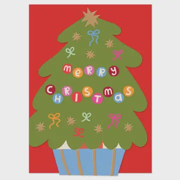 Christmas Card: Merry Christmas Tree - Raspberry Blossom
