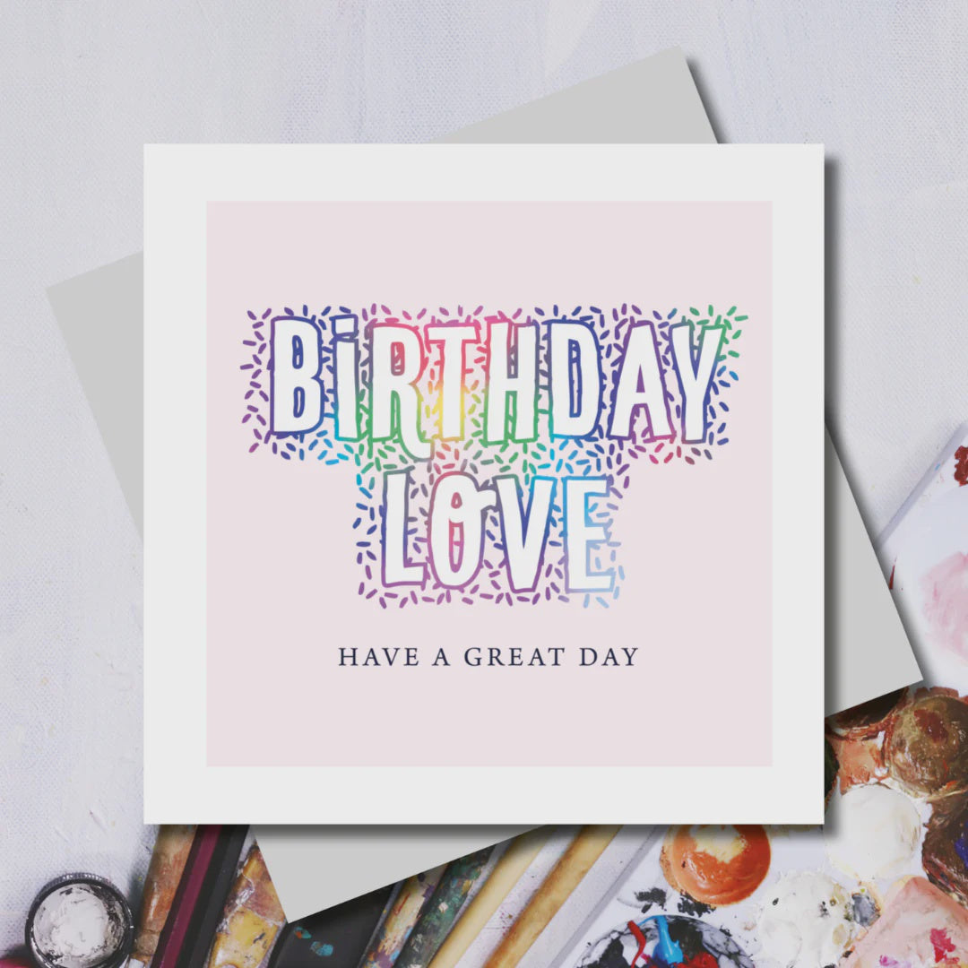 Birthday  Card: Rainbow Foil  Love Typography Stars Bowden Shines - Marina B