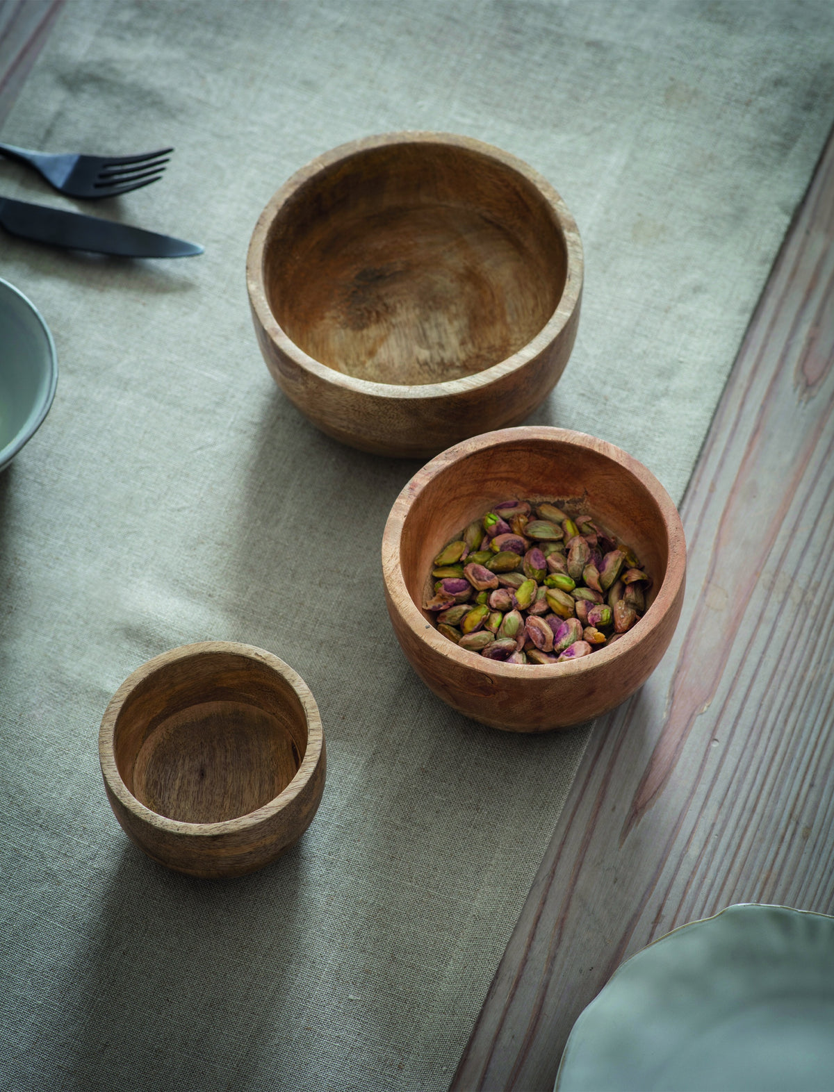 Bowl: Midford Natural Mango Wood Set Of 3 - Brown - Garden Trading