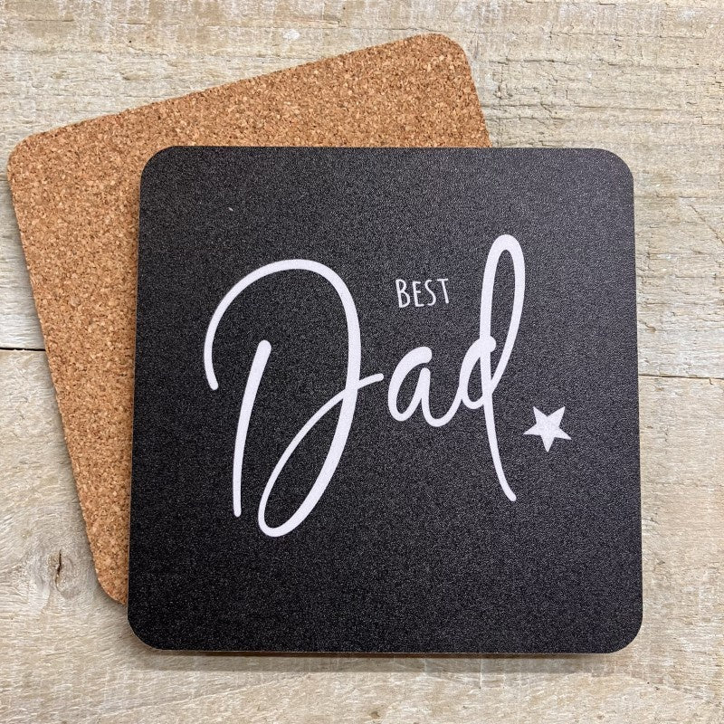 Dad Coaster: Best Dad Black - White Cotton
