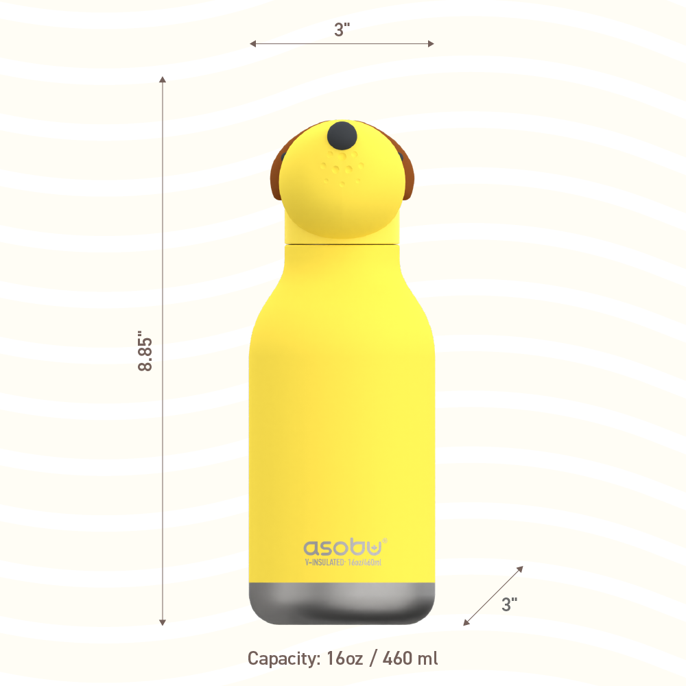 Water Bottle: Dog 460ml - Yellow - Bestie Bottle