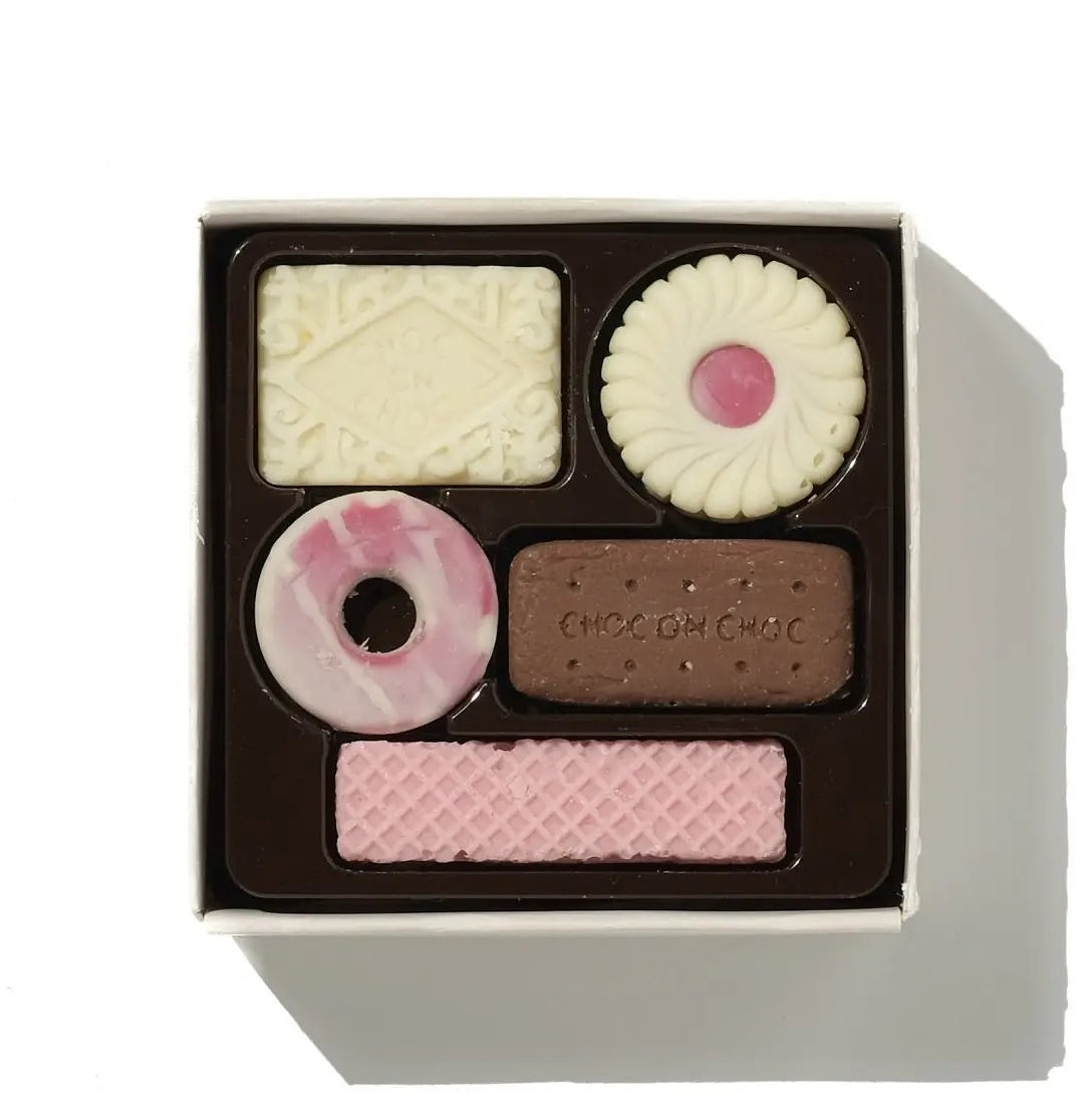 Chocolate Box: Biscuit Shapes Handmade UK - Belgian Milk Chocolate - Choc on Choc