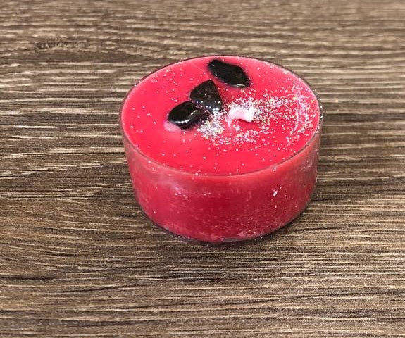 Tealight: Scented Soy Wax Crystals Black Cherry Hematite - Cerise Pink - Littlemore Candle Co