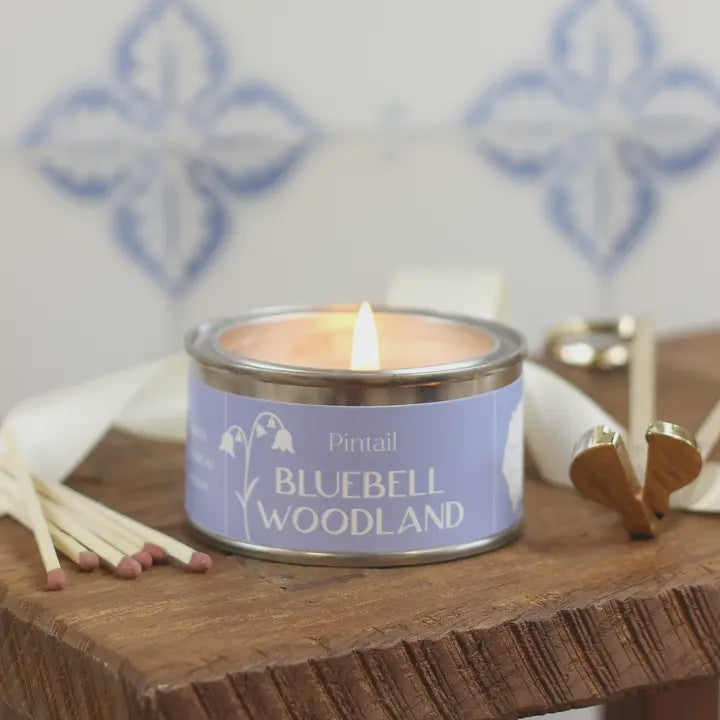 Candle: Scented Tin 14 hrs Bluebell Woodland  - Purple - Pintail Candles