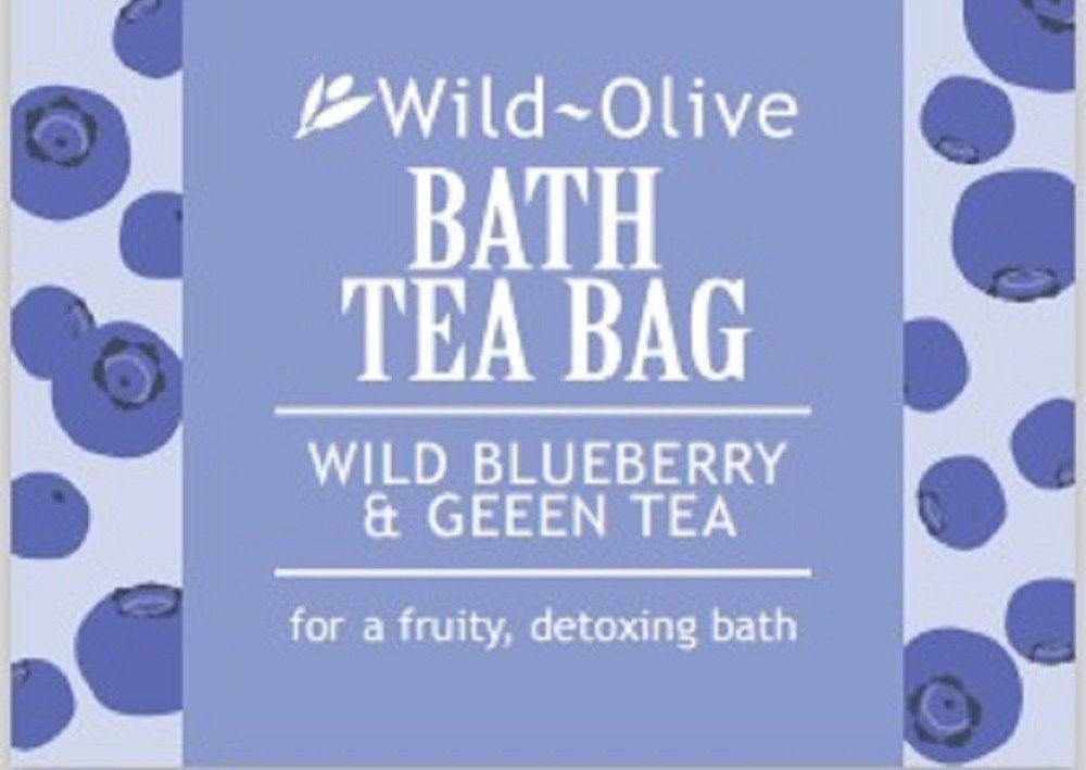 Bath Tea Bag: Wild Blueberry & Green Tea Handmade Natural Ingredients Essentail Oils - Wild Olive