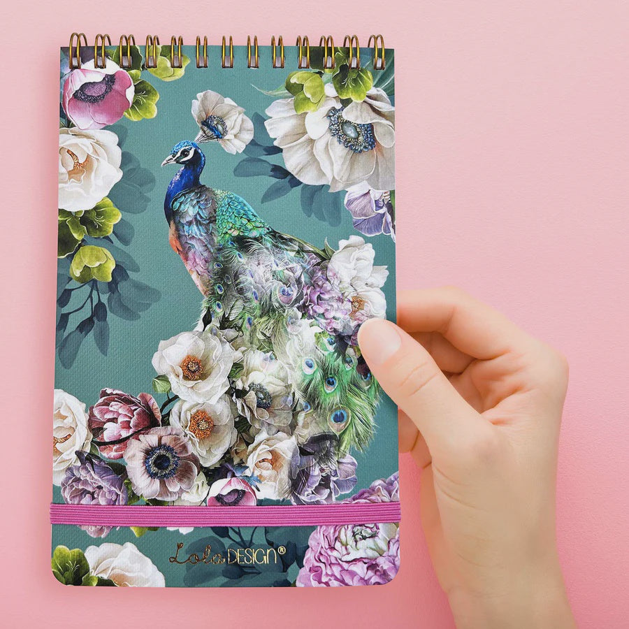 Notepad: Spiral Peacock Floral - Lola Design