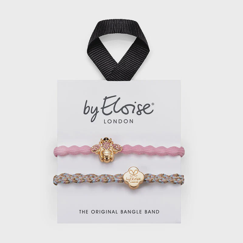 Hairband Bracelet Set: Bee Sweet Bee & Quatrefoil - Pink - by Eloise