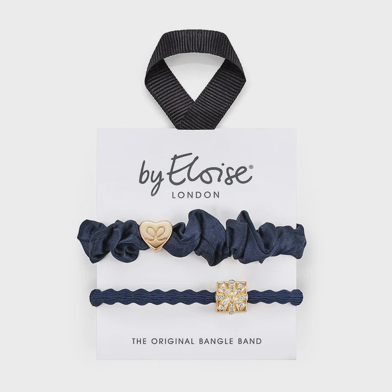 Hairband Bracelet Set: Christmas Present Present & Scrunchie - Navy - by Eloise