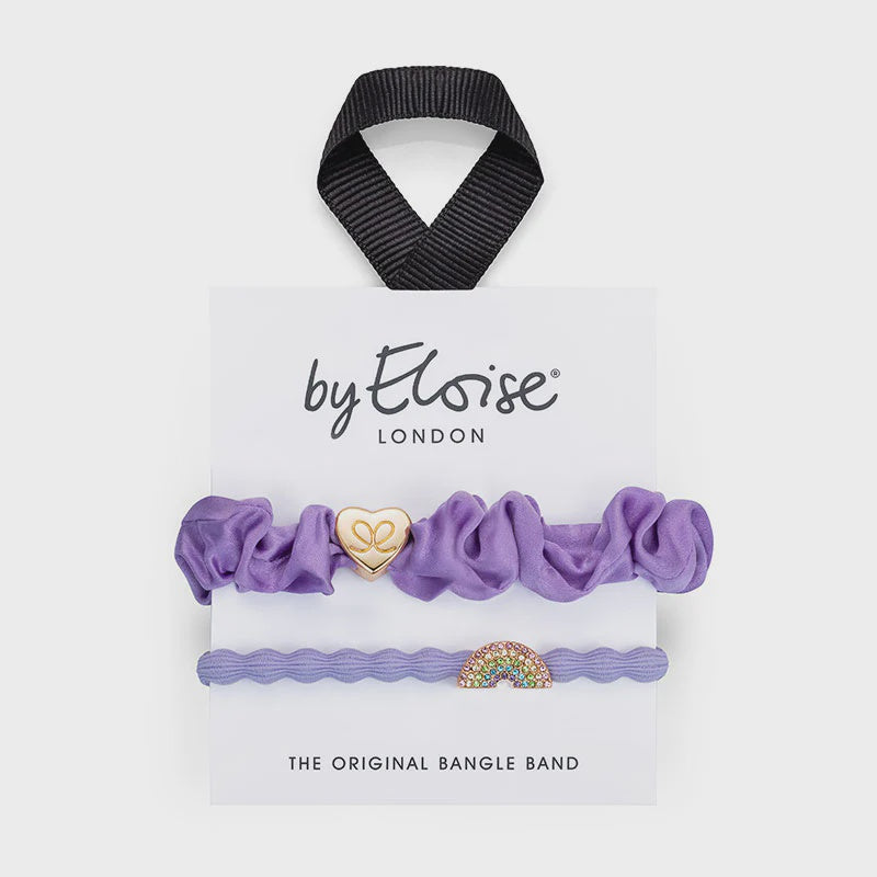 Hairband Bracelet Set: Lavender Skies Rainbow & Scrunchie - Lavender - by Eloise