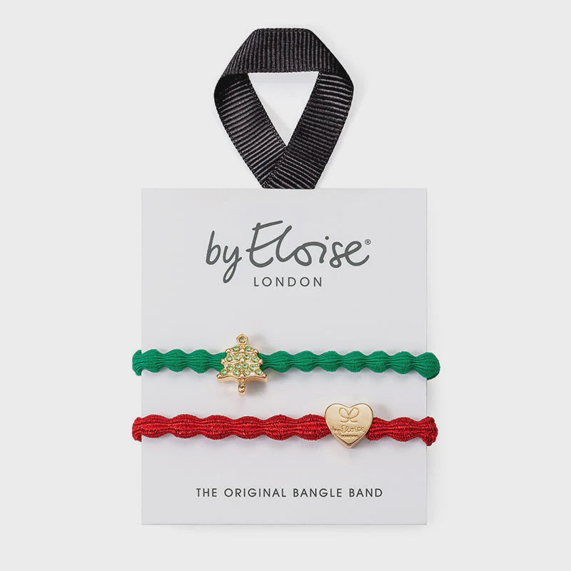 Hairband Bracelet Set: Secret Santa Tree & Heart - Red & Green - by Eloise