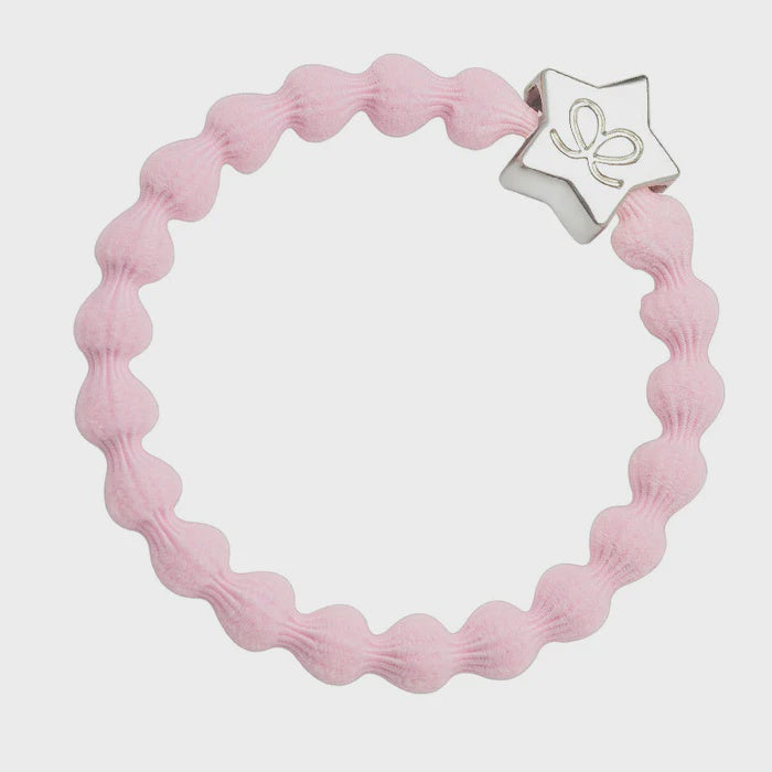 Hairband Bracelet: Stretch Bubble Elastic with Silver Star - Soft Pink - By Eloise
