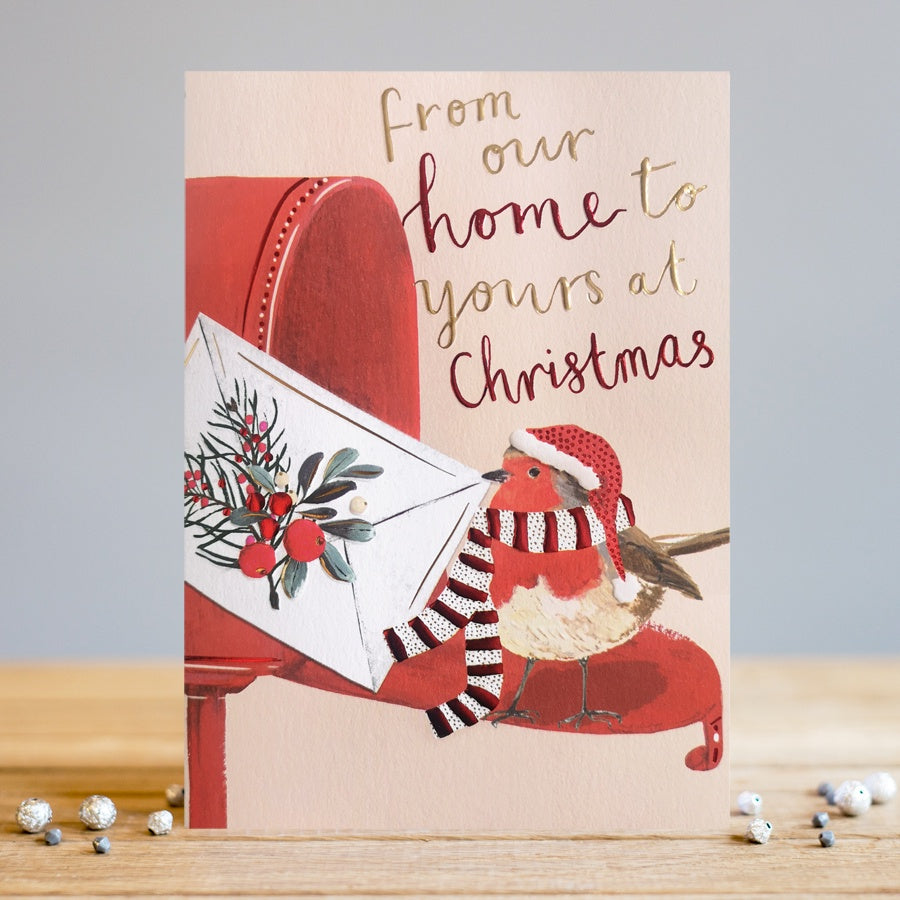 Christmas Card: Gold Foil  Our Home To Yours - Colourful - Louise Tiler