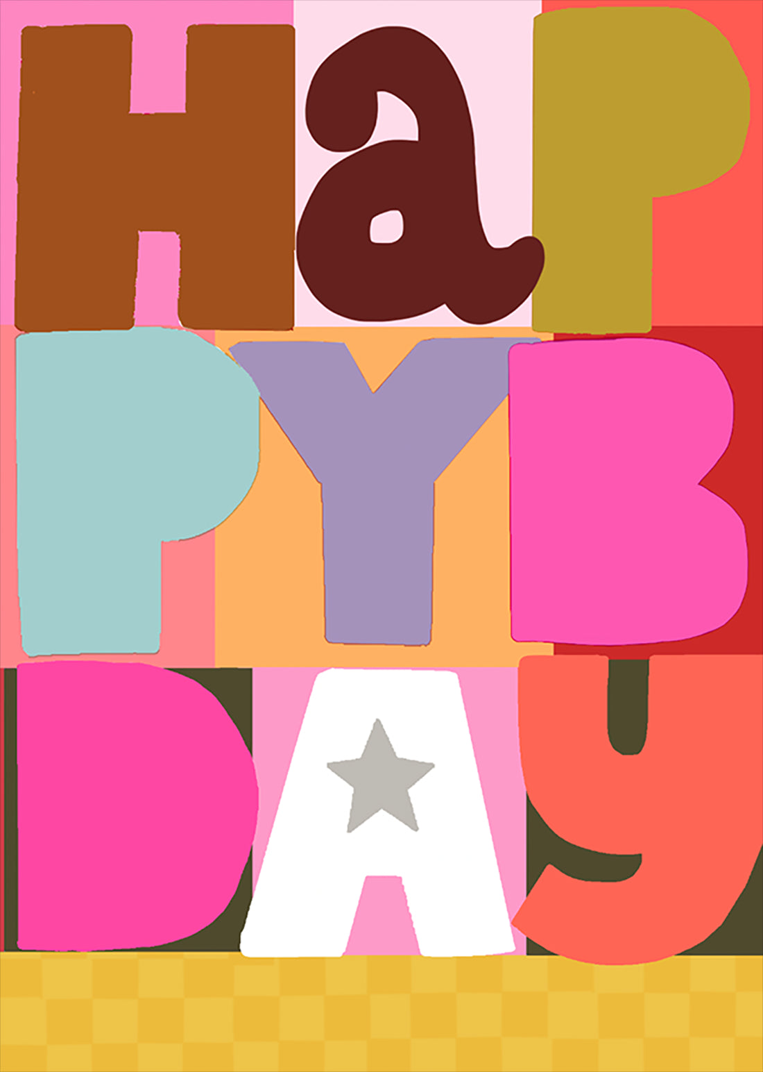 Birthday Card: Happy Bday BIG TEXT PINK  - Neon - Paper Salad