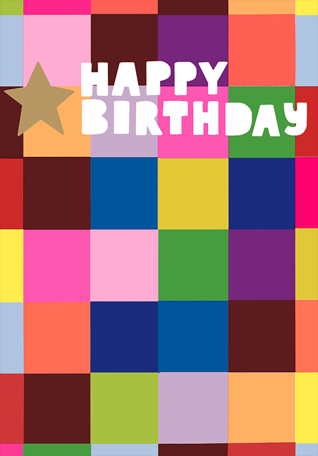 Birthday Card: Happy Birthday CHECKERED  - Neon - Paper Salad