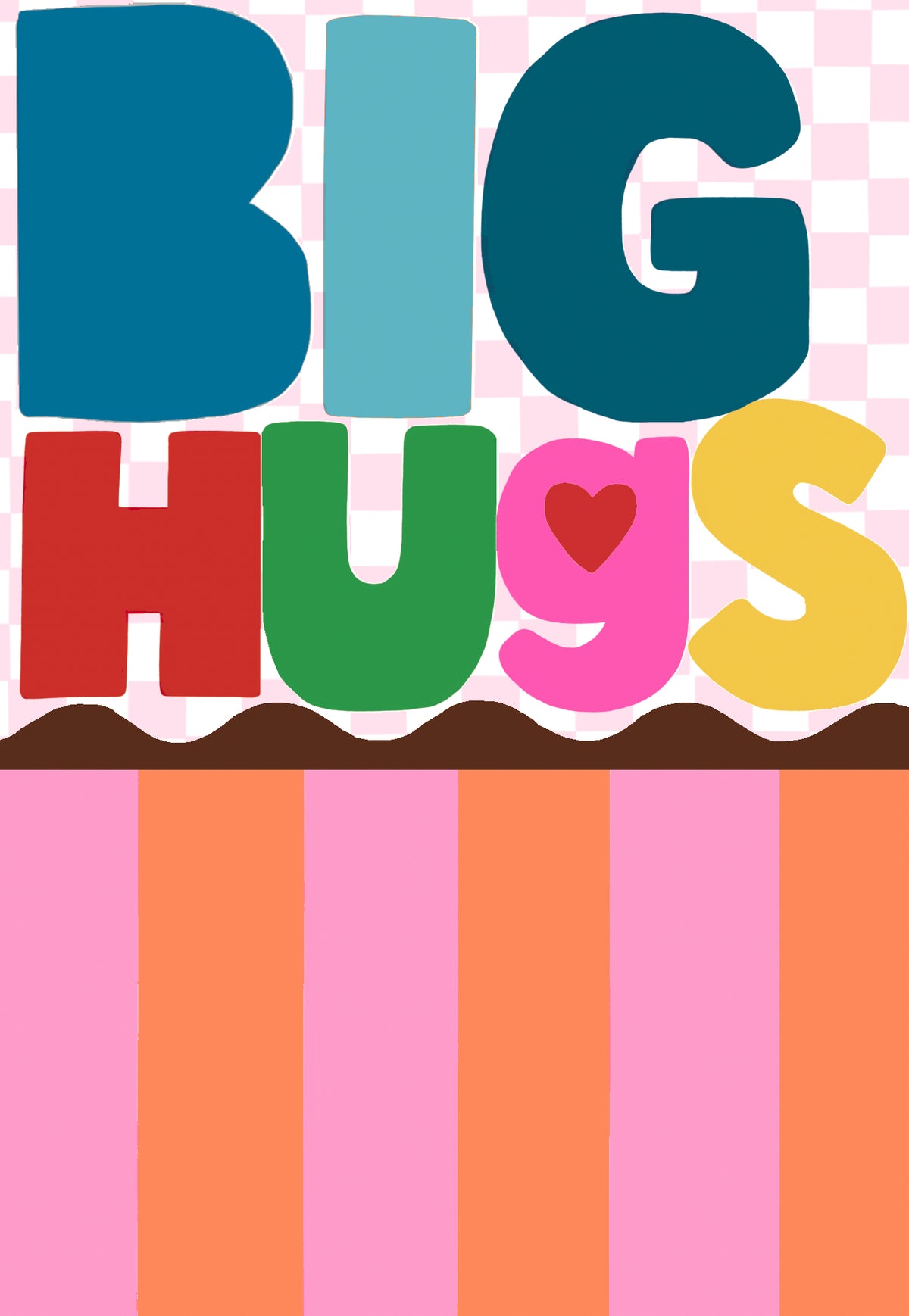 Thinking of You Card: BIG HUGS STRIPES  - Neon - Paper Salad