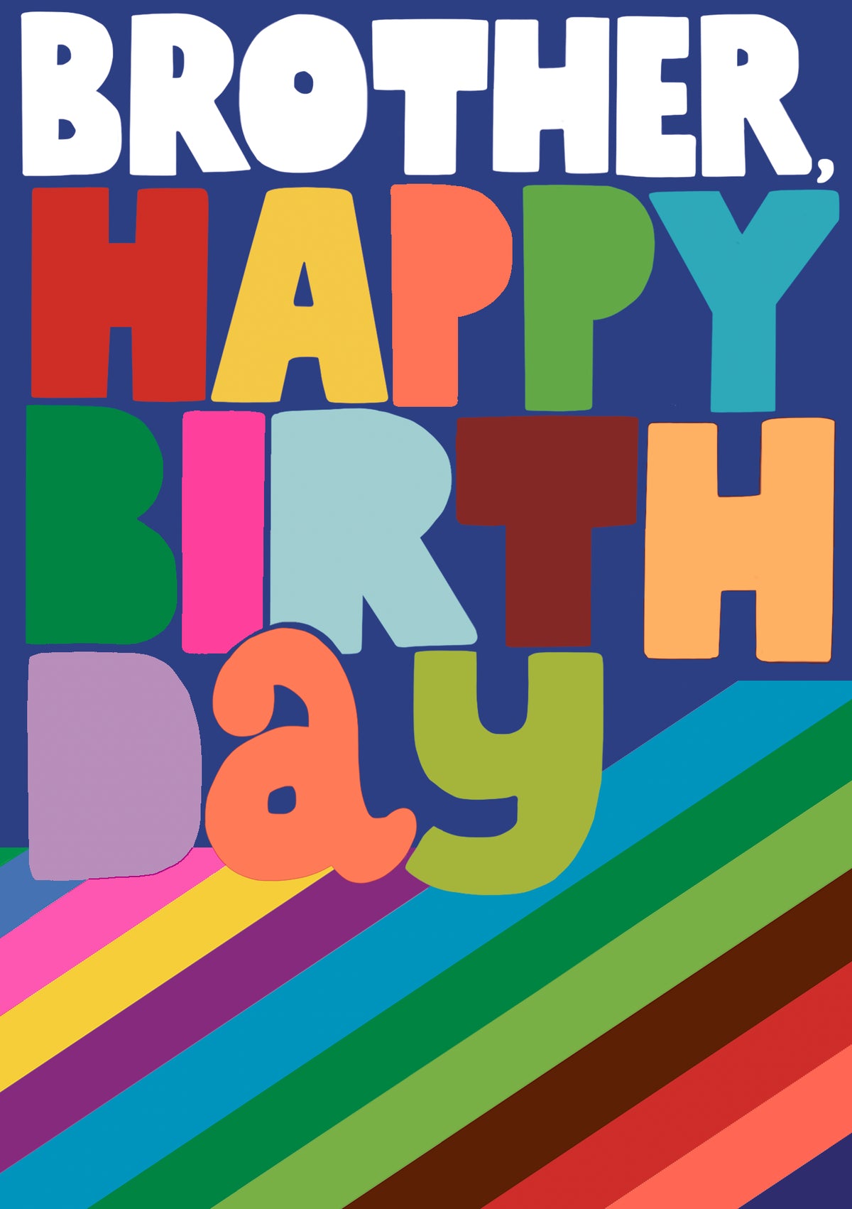 Brother Card: Happy Stripes  - Neon - Paper Salad
